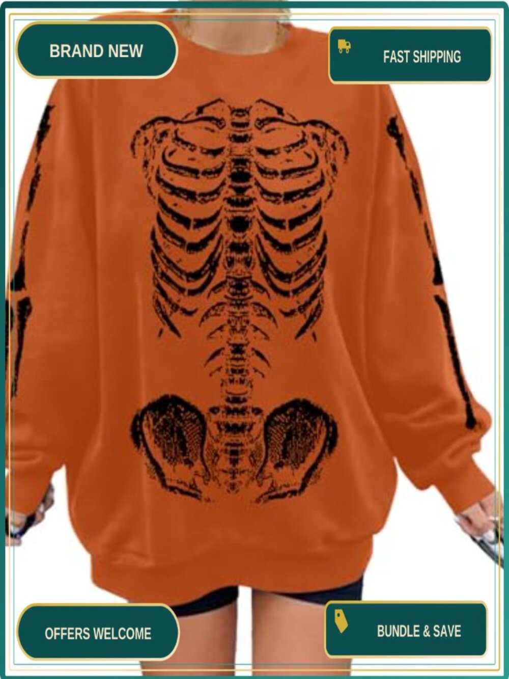 Oversized Skeleton Graphic Sweatshirt Women Gothic Pullover